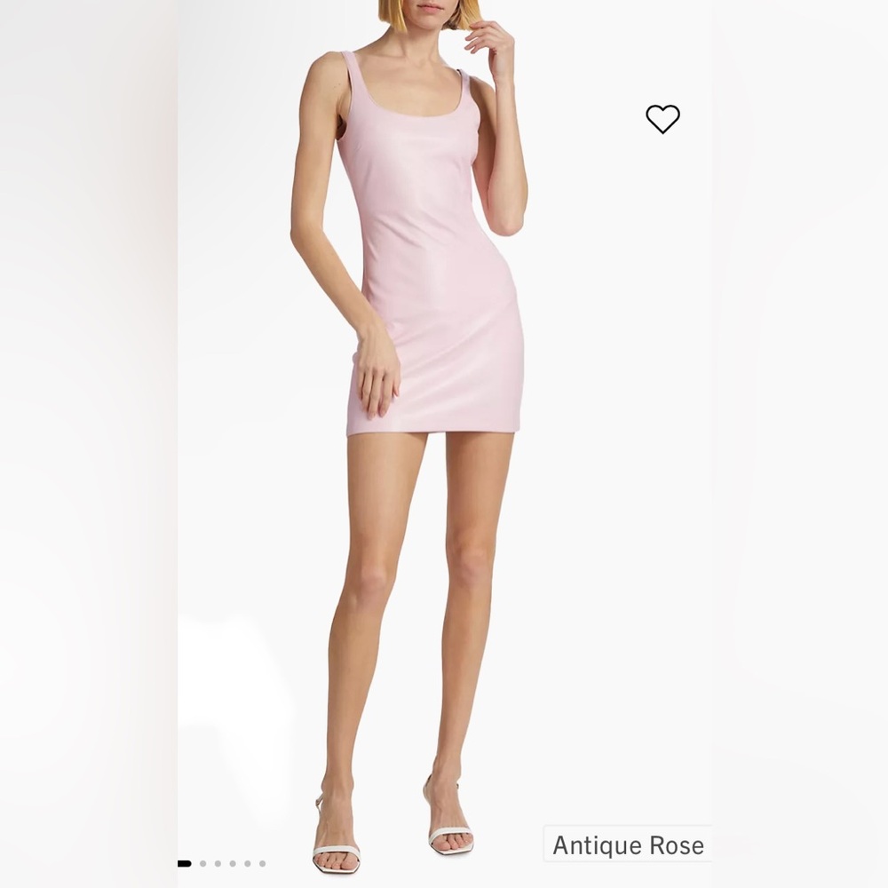 New! Amanda Uprichard Margot Faux-Leather Sleeveless Minidress Pink Small $228